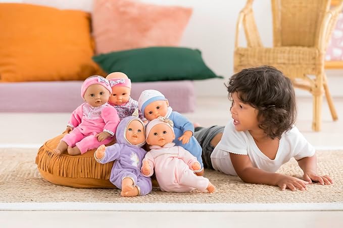 Corolle Bébé Calin Unicorn Boy Baby Doll - 12" Soft Body Doll with Purple Hooded Outfit, Sleeping Eyes Open and Close, Vanilla-Scented, for Ages 18 Months and up