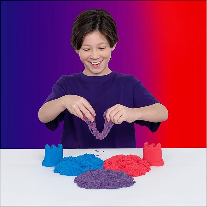 Kinetic Sand, Rainbow Mix Set with 3 Colors of Kinetic Sand (13.5oz) and 6 Tools, Play Sand Sensory Toys for Kids Ages 3 and up