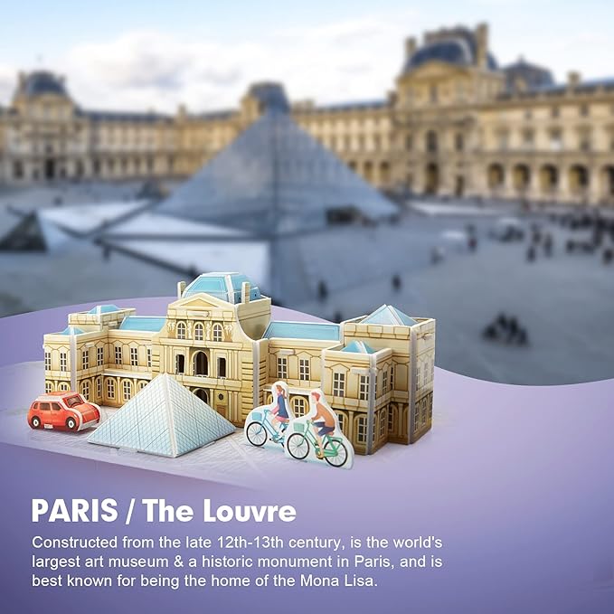 CubicFun 3D Puzzles for Kids Ages 8-10 12-14 Pairs Cityline Arts Crafts for Girls Ages 8-12 Architecture STEM Projects for Kids Ages 8-12, Toys Gifts for 8 Year Old Girls Eiffel Tower