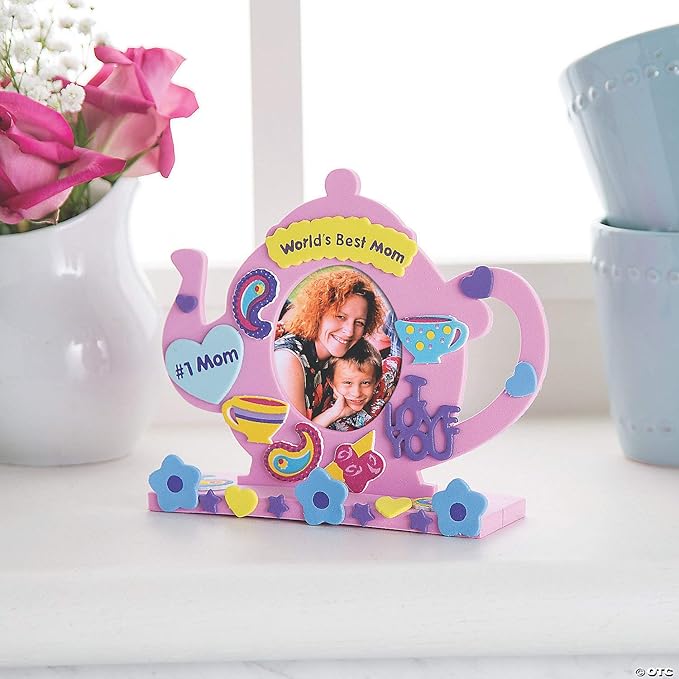 Tea Pot Shaped Picture Frame Craft Kits - Makes 12 - Foam frame crafts for kids - Party Favors