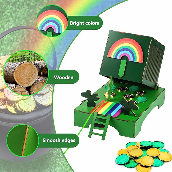 Roacasumy St Patrick's Day Leprechaun Trap Kit for Kids DIY St. Patrick's Day Wood Craft Leprechaun Kit to Make A Trap to Catch A Leprechaun, St Patricks Day Decorations Toys Gifts for Kids
