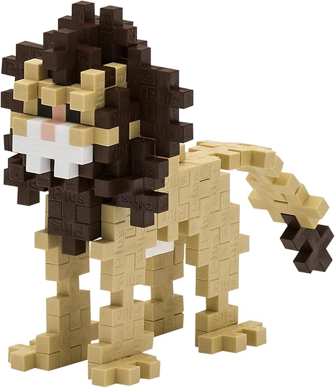 PLUS PLUS 3D Animal Figure Building Block Set, 70 Mini Interlocking Puzzle Pieces, Fun Stem Toys for Kids - Lion Maker Tube