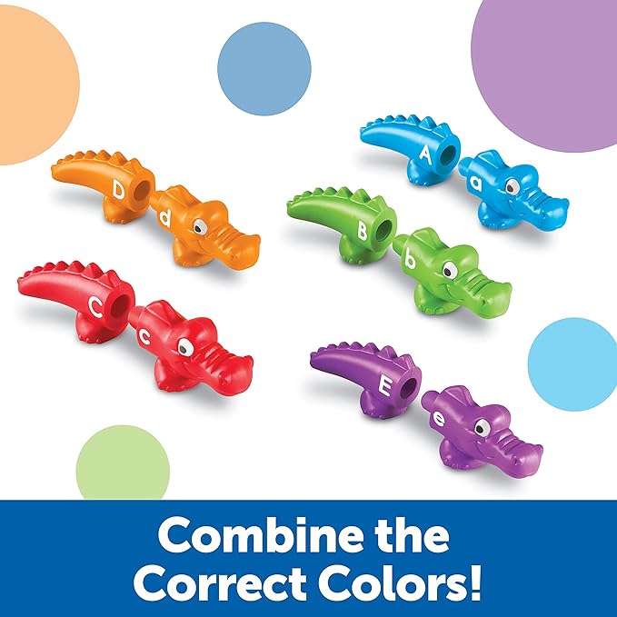 Learning Resources Snap-n-Learn Alphabet Alligators, Fine Motor Toy, 26 Double-Sidedpiece, Ages 18 Months +, Multicolor