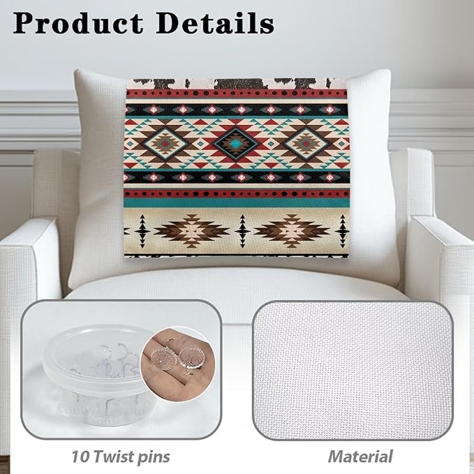 Aztec Design Recliner Headrest Cover Easy to Install Headrest Slipcovers Covers Pet Scratch Resistant Couch Headrest Covers for Sofa 2 Pack