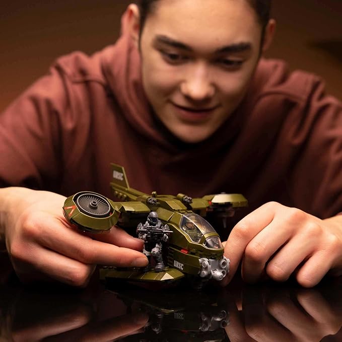 MEGA Halo Toys Vehicle Building Set for Kids, UNSC Hornet Recon Aircraft with 291 Pieces, 2 Micro Action Figures and Accessories, Gift Ideas