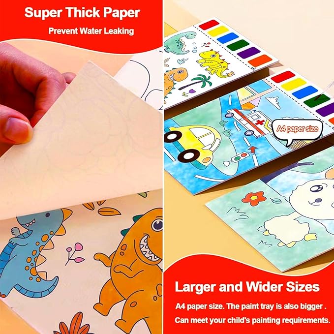 BAOXUE Water Coloring Books for Kids Ages 4-8,Paint with Water Colors Book for Toddlers,Watercolor Painting Paper Gift for Boys Girls 2-4 Years,Arts Kits and Crafts Sets for Drawing (Animals)