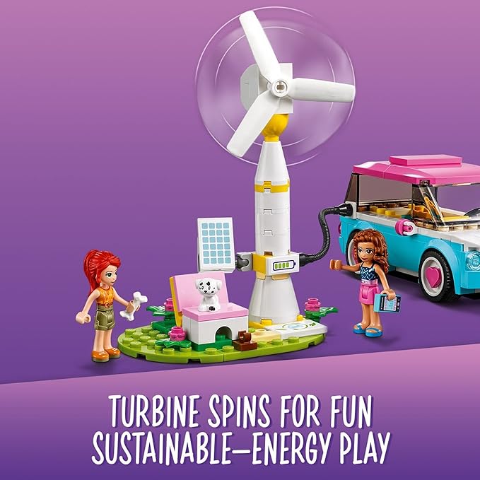 LEGO Friends Olivia's Electric Car Toy 41443 Vehicle for Girls, Boys and Kids 6 Plus Years Old, with Mia Mini-Doll & Puppy Figure Eco Education Playset