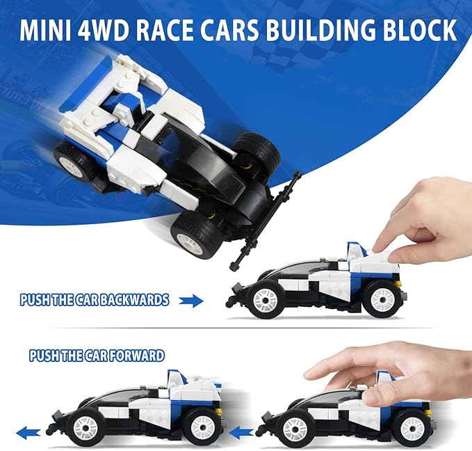 ZYLEGEN Sports Car MOC Building Block,Speed Champions Racing Cars Blocks Building Sets Toys, Technique Cyber Buggy Vehicle DIY Building Bricks for Kids and Adults,Birthday, Christmas Day Gift(Blue)