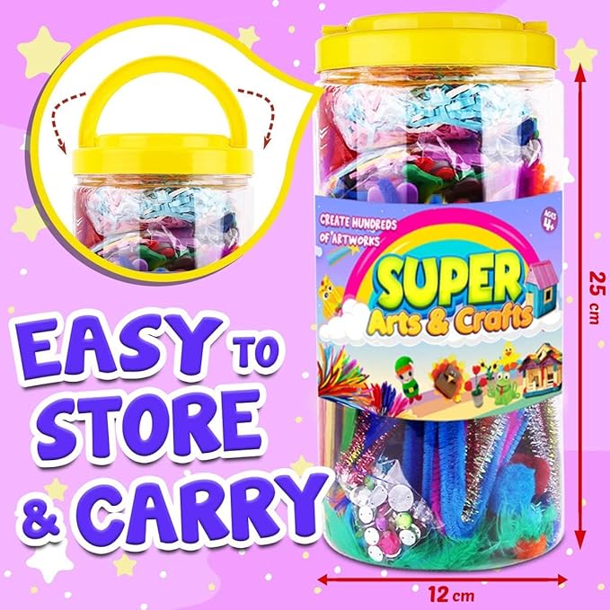 FUNZBO Arts and Crafts School Supplies for Kids - Kindergarten School Supplies Set with Glitter Glue Stick, Glue, Pipe Cleaners Craft and Kids' Scissor, Gifts for Girls and Boys Age 4+ (X-Large)