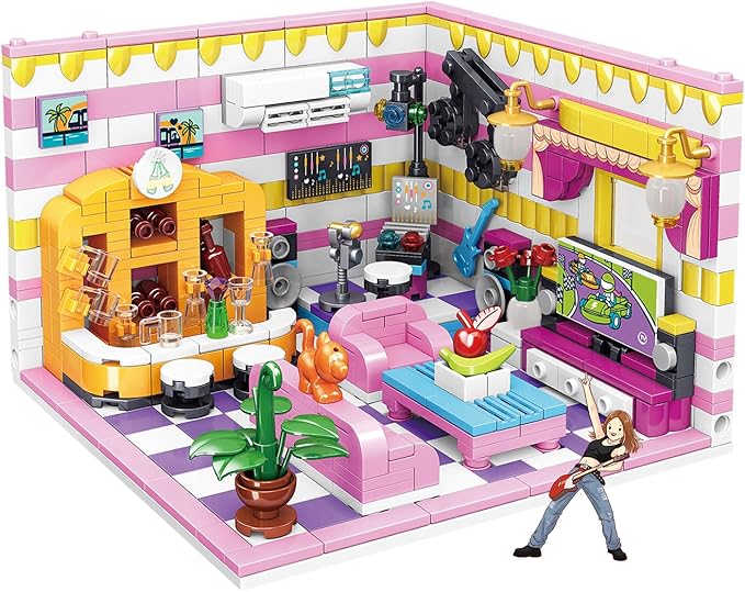 Friends House Building Block Sets, Girls Mini Living Room Entertainment KALAOK Friendship Playroom Apartment Bricks Kit Birthday Gifts for Adults Teens Old Kids 8-12 10-12 14+ (670 PCS)