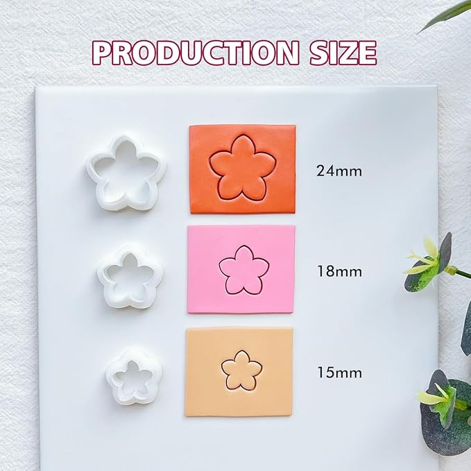 Keoker Flower Petal Clay Cutters - Polymer Clay Cutters for Earrings Making, 4 Shapes with Polymer Clay Petal Press Mold, Clay Cutters for Polymer Clay Jewelry (C)