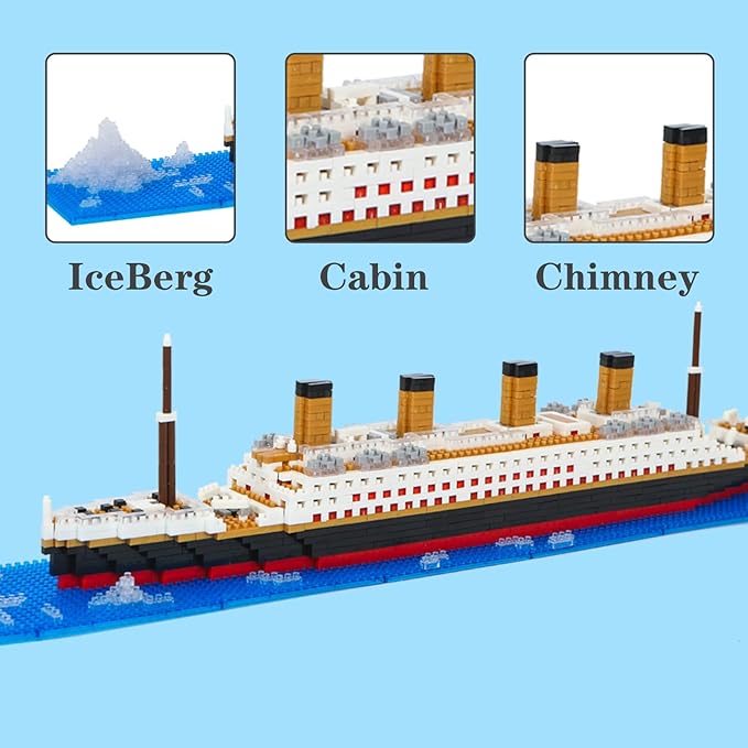 Titanic Model Mini Building Blocks Set 1878pcs Mini Bricks 3D Puzzle DIY Educational Titanic Toys Gifts for Adults and Kids