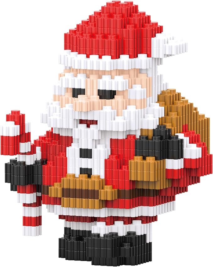Christmas Building Blocks Santa Claus Compatible for Lego Christmas Micro Blocks Stacking New Toys Holiday Present Box New Year Birthday Gifts for Kids 6-12 Years Old (Santa)