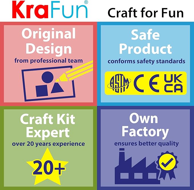 KRAFUN My First Safari Animal Paper Craft Kit, 18 DIY Arts and Crafts Zoo Animal, Organized Craft Activities Supplies Box Assembling Creative Toys for Toddlers, Boys, Girls 3-8 Years Old