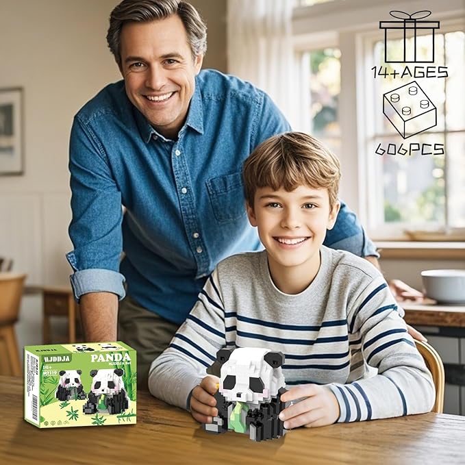 Mini Panda Building Blocks, 2 in 1, Party Favors- Micro Blocks Panda Toy for Kids 12 13 14 15 16+, Mini Blocks Building Sets for Adults, Easter/Birthday for Teens(606 PCS)