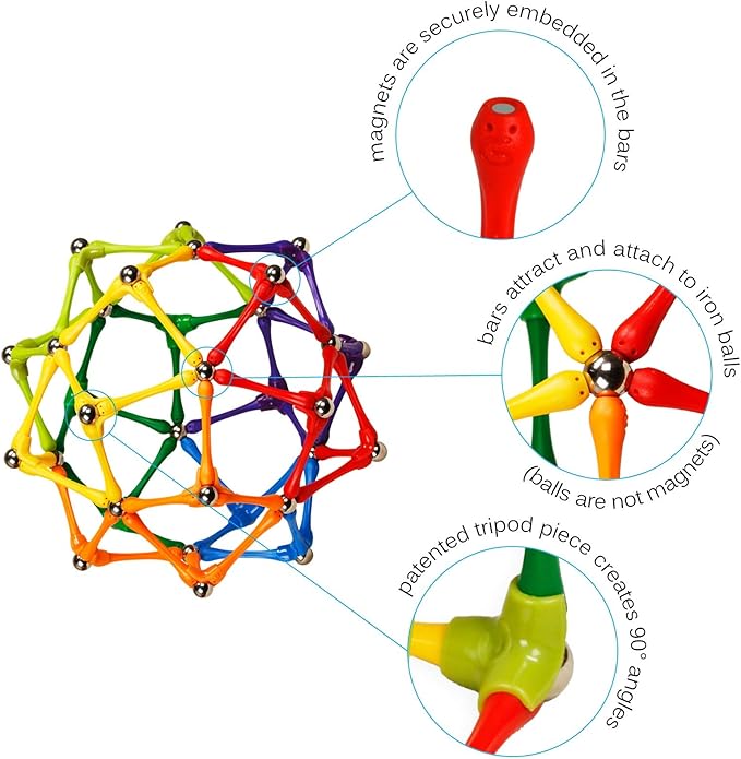 Goobi Magnetic Building Sticks Blocks Toys Magnet Construction Set Tiles Toy Montessori STEM Educational Toys for Ages 3 4 5 6 7 8 Kids (300 Pcs, 300, Pieces)