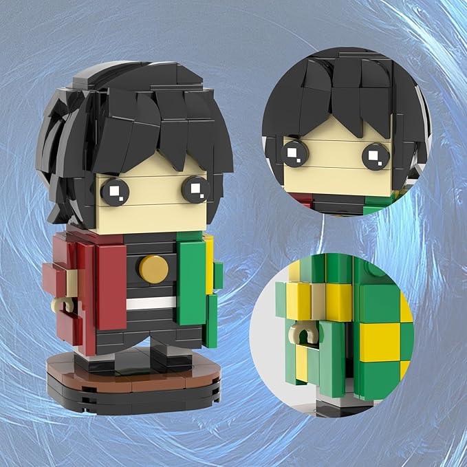 MOOXI-MOC Anime Brick Mini Headz Tomioka Giyuu Building Set,Creative Cute Building Blocks Children Kits,Gifts for Kids(192pcs)