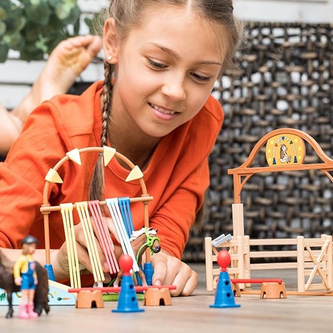 Schleich Farm World Pony Agility Training Set with Horse, Trainer, and Accessories Playset - 41-Piece Pony, Trainer, and Accessories Toy Set, Gift for Boys, Girls, and Toddlers Ages 3+