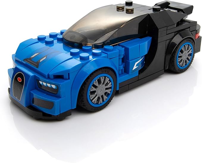 Bugatti Racing Car Building Block Set (237 Pieces). Racing Car Building Blocks for Kids and Adults (Blue)