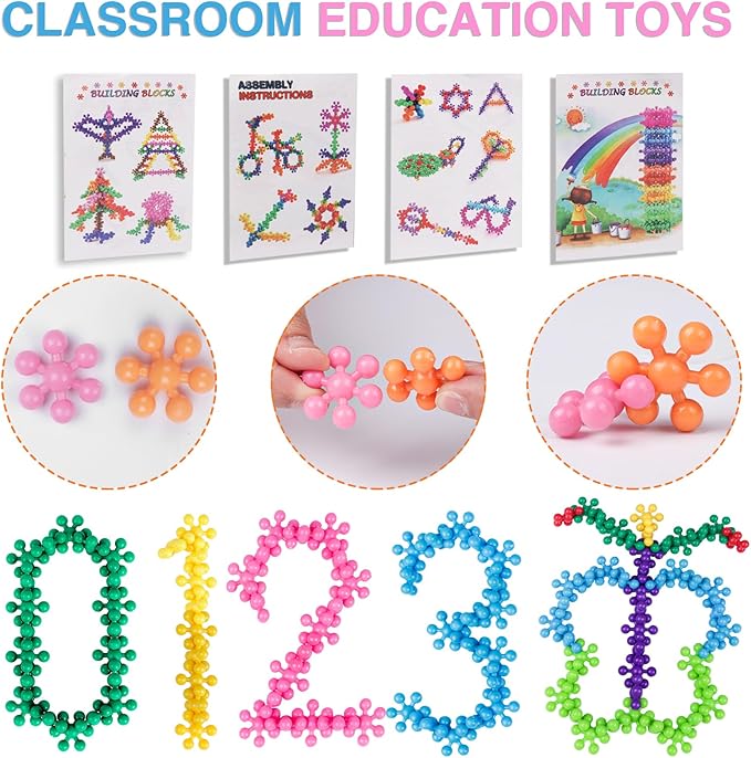 NEOACT 200PCS Building Blocks Kids Educational Building Toys Interlocking Plastic Connect Block Manipulatives for Preschool Kids Aged 3+, Creativity Kids Toys Classroom Kindergarten Toys