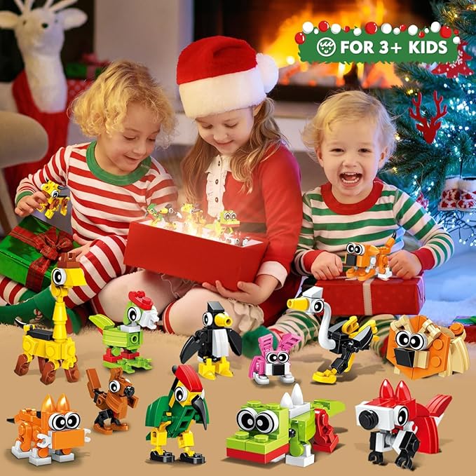 HOGOKIDS Party Favors for Kids, 20 Pack Animals Building Block Toy, Easter Gifts Goodie Bags Stocking Stuffer Classroom Prizes Building Set, Christmas Birthday Gift for Boys Girls Ages 6-12+