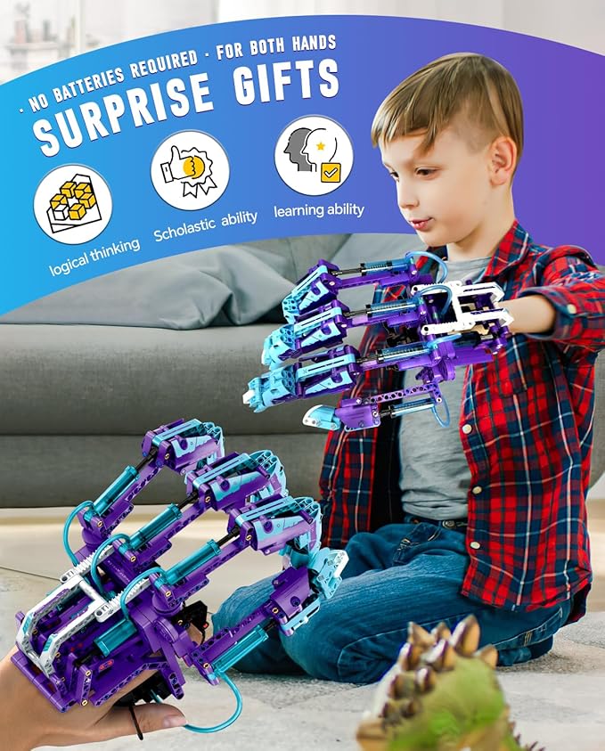 Nano-Hydraulic Mechanical Gloves Creative Assembly Model Toys Building Block Sets Wearable with One Hand and Telescopic Knuckles Gifts, Decoration and Display Model Sets for Children and Adults