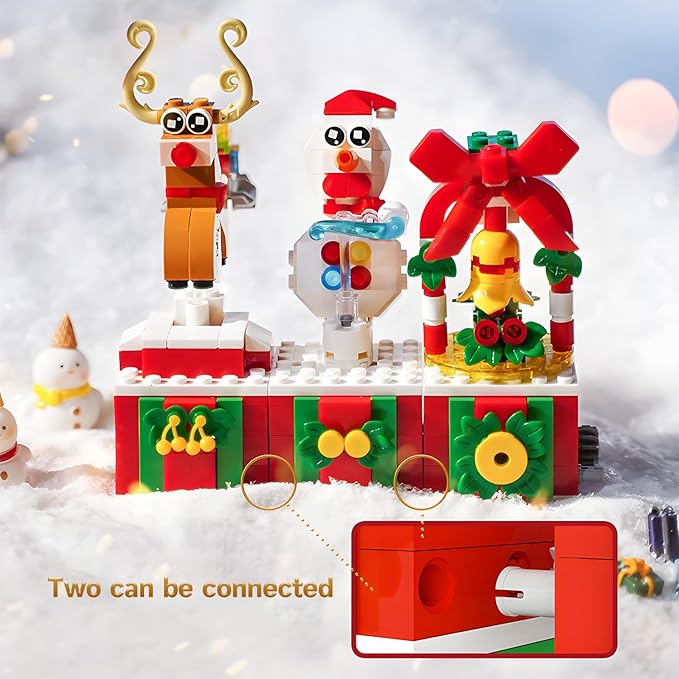 Christmas Building Blocks Sets Rotating Christmas Bells Building Sets for Kids 2024 Christmas Kits Small Xmas Building Brick Toys Gifts for Adults Teens Kids Girls Boys Ages 6+(134PCS Small Size)