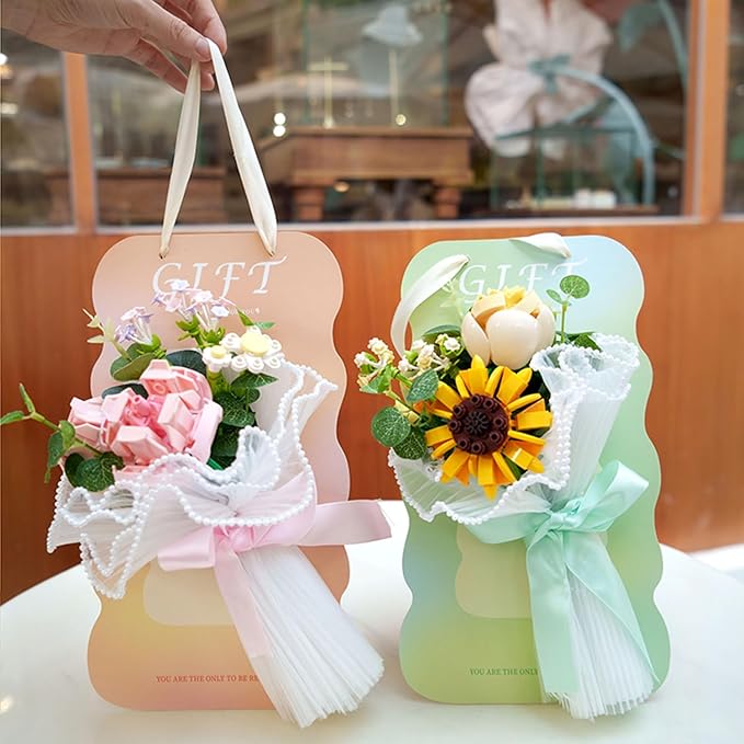 Bouquet Building Sets - Household Decorative Flower Building Block Toys - Artificial Plant Set Gift for Valentine's Day Mother's Day Birthday for Her and Him(Sunflower)