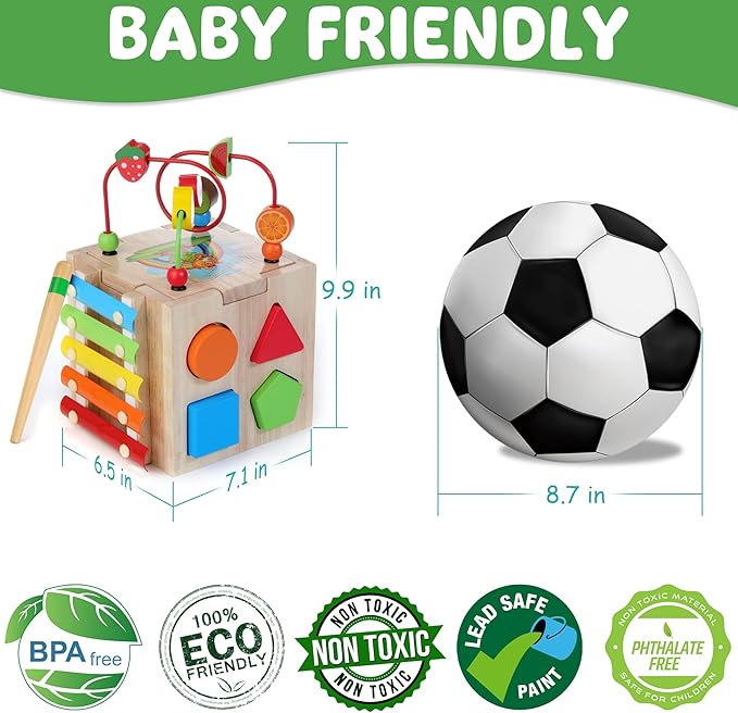 Batlofty Wooden Activity Cube | 8-in-1 Montessori Toys for 1+ Year Old Boys & Girls, Educational Learning Toy for Toddlers Age 1-2, 1st Birthday Gift | Bonus Sorting & Stacking Board