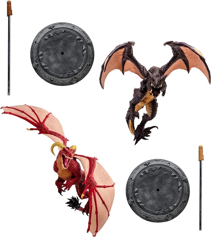 McFarlane Toys - World of Warcraft Red Highland Drake and Black Proto-Drake 2pk 1:12 Scale Posed Figures