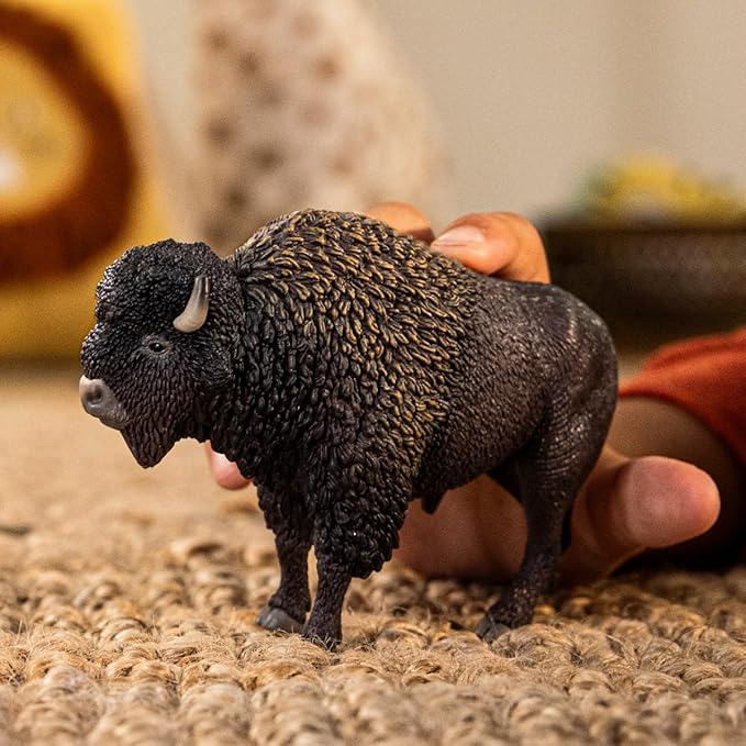 Schleich Wild Life - Large, 5" North American Bison Figurine. Realistic, Hand-Painted Hard Animal Toys for Boys and Girls. Durable Educational Buffalo Action Figure for Kids and Toddlers Ages 3+ 14879