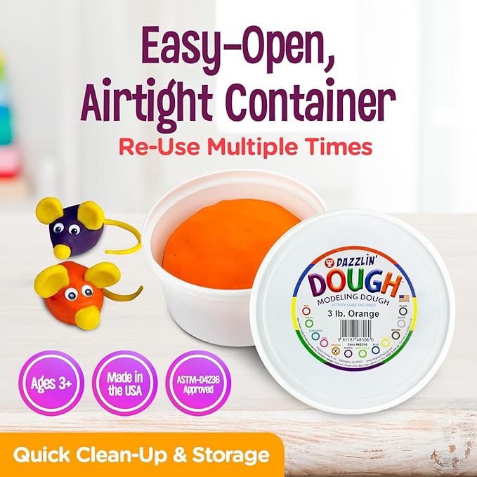 Hygloss Play Modeling Dough - Orangle Dough Unscented - Safe & Non-Toxic for Kids Arts & Crafts - Party Favors - Classroom Supplies - 3lb