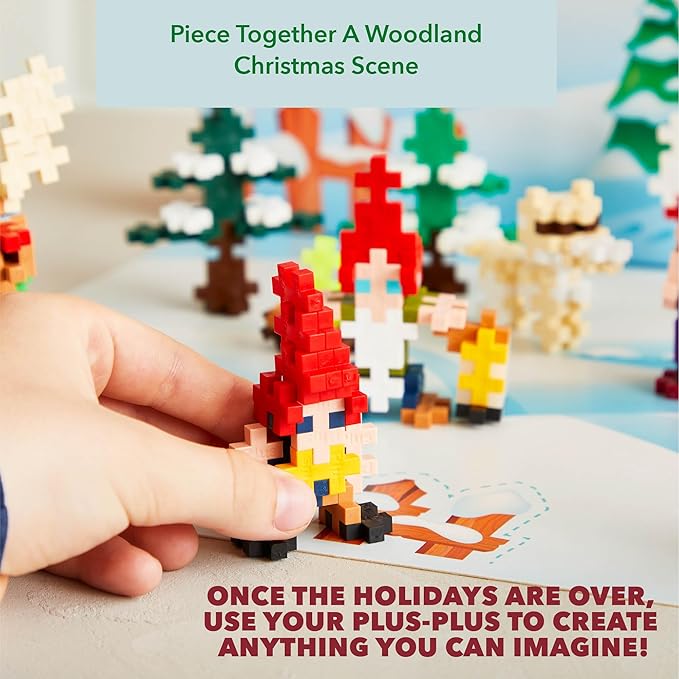 Plus Plus Christmas Advent Calendar 2024, 25 Kids Building Block Toys, Mini 3D Puzzle Kits, Fun Holiday Countdown Stem Gifts, 600 Pieces - Woodland Christmas
