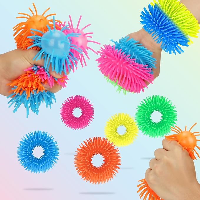 5 Packs Squishy Fidget Soft Bracelets Toys,Silicone Fuzzy Band Sensory Stringy Bracelet for Kids and Adults