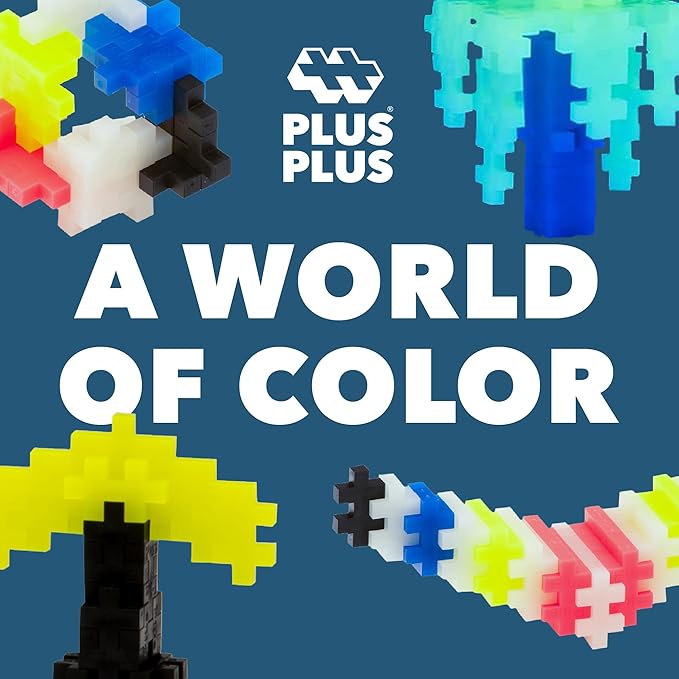 Plus Plus 500 Piece Interlocking Building Block 3D Puzzle Kit, Kids Stem Connecting Toys - Glowing Color Mix