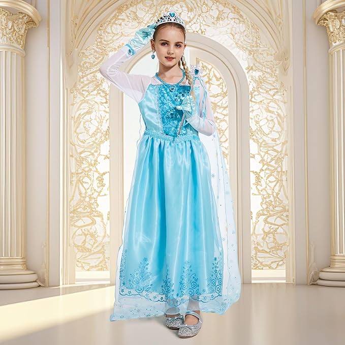 Princess Dresses for Girls - Graceful Sequin Princess Costume with Accessories - Dress Up Clothes for Halloween