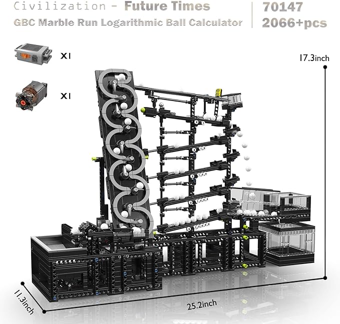 JMBricklayer Roller Coaster Building Set 70147, Marble Run Model Building Blocks Toys, 2066 Pcs Marble Maze STEM Toy Building Kit with Motor, Creative Gifts Toys for 14+ Teens & Adults