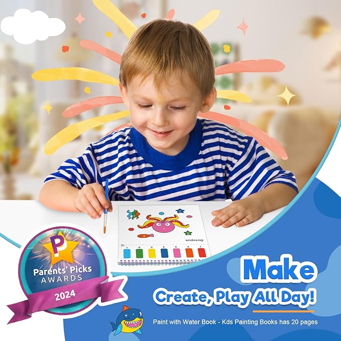 ZMLM Paint with Water Books for Kids - Easter Basket Stuffers Mess Free Coloring Activity for Toddlers - Arts & Crafts Gifts Toys for Valentines Birthday Christmas Boy Girls Ages 4 5 6 7 8(Traffic)