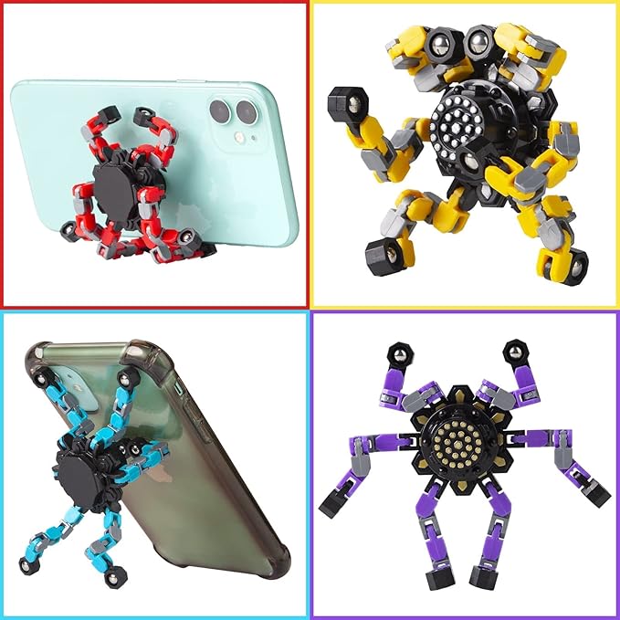 Transformable Fidget Spinners 32 Pcs for Kids and Adults Stress Relief Sensory Toys for Boys and Girls Fingertip Gyros for ADHD Autism for Kids Easter Basket Stuffers Gifts (Fingertoy-32pc)