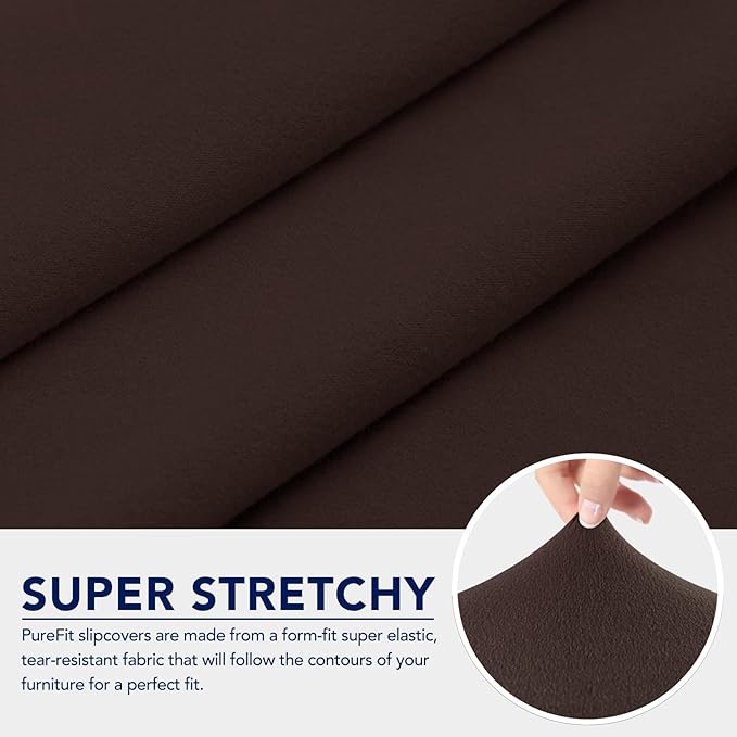 PureFit 100% Dual Waterproof Couch Cover Slipcovers for Couches and Sofas - Stretch Non Slip Fleece Sofa Covers Washable, Leakproof Furniture Protector for Kids, Pets, Dog (Loveseat, Chocolate)