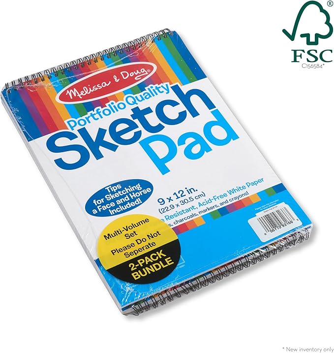 Melissa & Doug Sketch Pad (9 x 12 Inches) - 50 Sheets, 2-Pack - FSC Certified