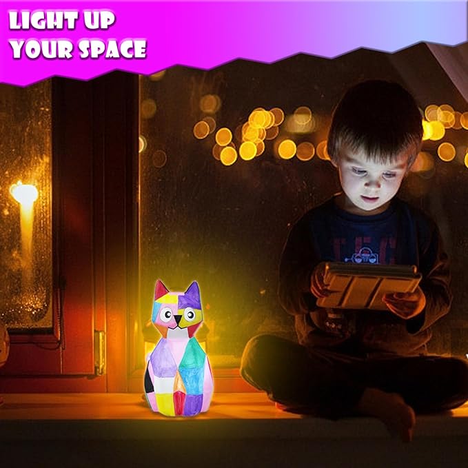 LTZFGZ DIY Cat Lamp Kit, Arts and Crafts for Kids Ages 4-6, Crafts Kit for Girls Ages 3-12, Painting kit for Kids 4-12, Kids Toys Birthday Gift for 4 5 6 7 8 9 Years Old Boys Girls