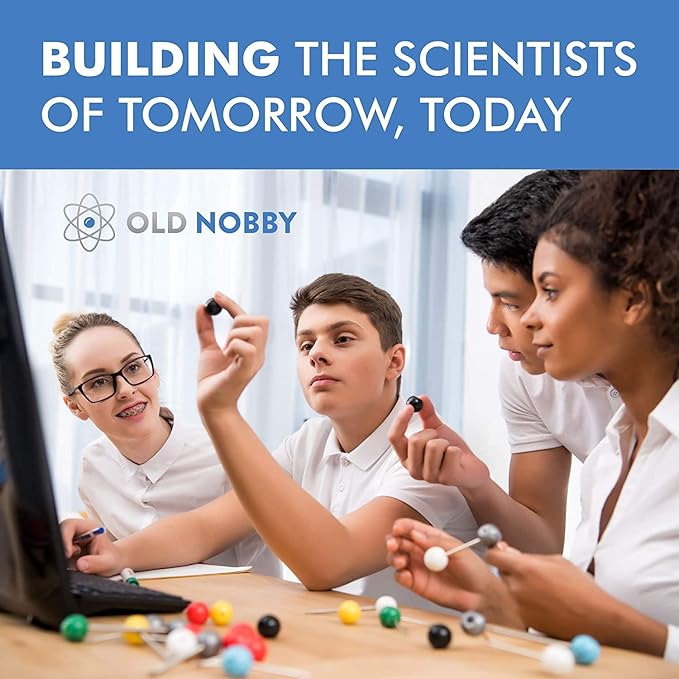 Old Nobby Chemistry Model Kit - 115 Piece Molecular Model Set with Atoms, Bonds, and Instructional Guide - STEM Science Tool for Students, Organic Chemistry and Molecular Learning - Colorful Models