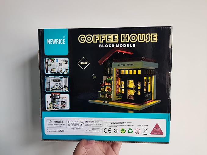 Cafe House Architecture Building Set with LED Light,City Coffee House Model Kit,Building Blocks Toy for 15+ Age Teen,Adult (1512 Pieces)