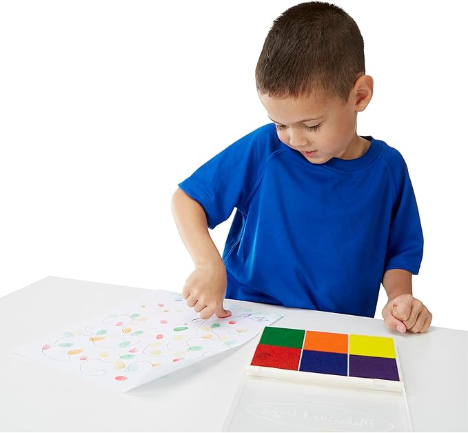Melissa & Doug Rainbow Stamp Pad For Rubber Stamps, Arts And Crafts Supplies For Kids Ages 4+, 6 Washable Inks