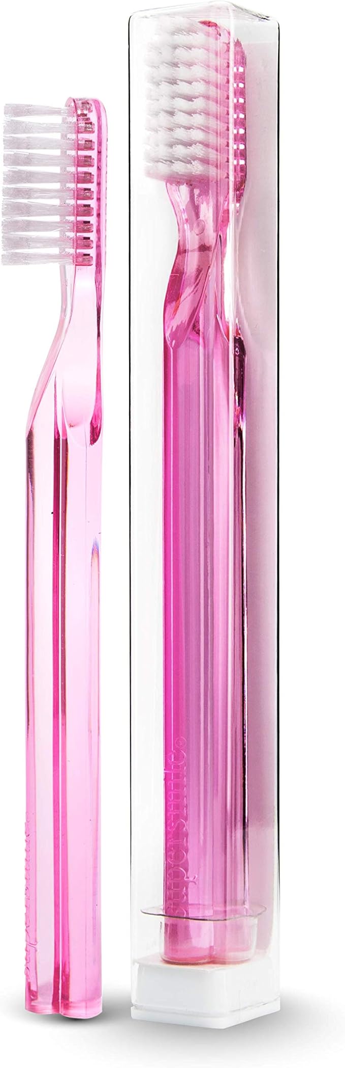 Supersmile New Generation Toothbrush w/Patented 45° Soft Nylon Bristles - Whitening Tooth Brush w/Ergonomic Handle Guarantees ADA Recommended Brushing Angle for Adults & Children (Pink)