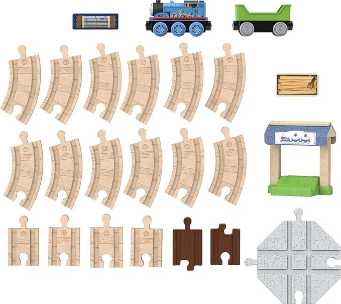 Thomas & Friends Wooden Railway Toy Train Set, Figure 8 Track Pack with Wood Engine for Pretend Play Preschool Kids Ages 3+ Years