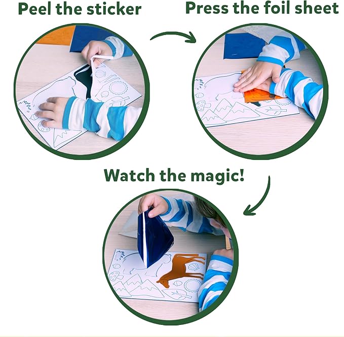 Skillmatics Art & Craft Activity - Foil Fun Animals Mega Pack, No Mess Art for Kids, Craft Kits & Supplies, DIY Creative Activity, Gifts for Boys & Girls Ages 4, 5, 6, 7, 8, 9, Travel Toys