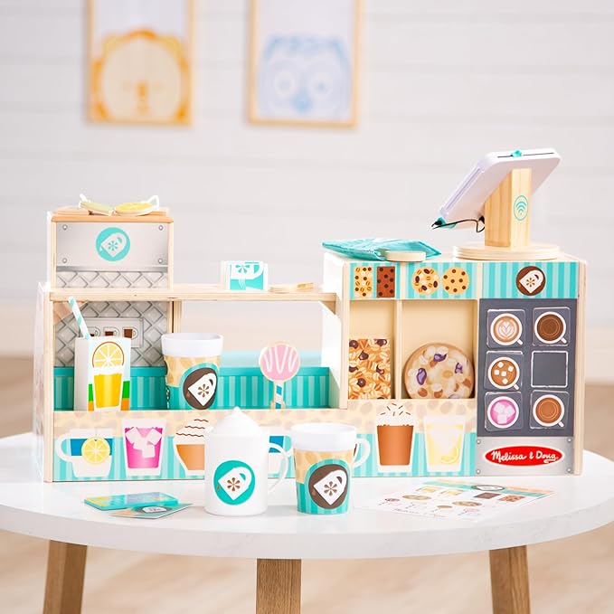 Melissa & Doug Wooden Café Barista Coffee Shop (35 Pieces) - FSC Certified