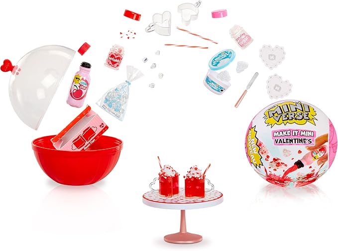 MGA's Miniverse Make It Mini Valentine's (3 Pack) Mini Collectibles, Mystery Blind Packaging, Valentine's Day, Seasonal, Sweetheart, DIY, Crafts, Resin Play, Replica Food, NOT Edible, Collectors, 8+